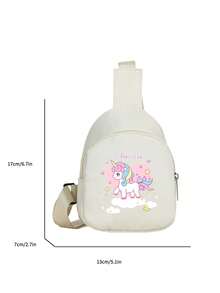 1pc Cute Pony Print Shoulder Bag, Zipper Closure, Casual Crossbody Chest Bag, Suitable For Teens, All Seasons Daily Use - A - View 3