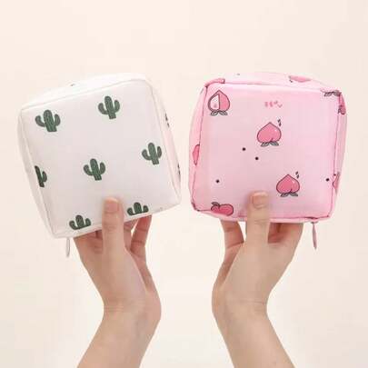 Bolsa de almacenamiento de tampones de servilleta sanitaria para mujer, bolsa organizadora portátil impermeable, bolsa de servilletas sanitarias con patrón de dibujos animados THKJ