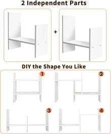 Adjustable Desktop Shelving Unit Wooden Compact Bookshelf Desktop Organizer & Accessories Storage Display Rack Office Decor Perfect For Storing Books, Organizing Office Supplies, Displaying Treasured Collectibles, And Holding Small Potted Plants. - 查看 3