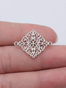 12 piezas de 22x28mm Encantos de conector de flor para hacer pulseras, collares y joyería artesanal - Rodio - Ver 1