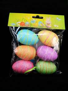 6pcs Foam Material Random Color Easter Eggs Decorations, Party Favors - View 4