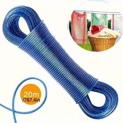 Corde à linge de voyage extérieure durable en fil d'acier résistant à la rouille et aux UV, avec système de verrouillage et revêtement en PVC pour le camping et la randonnée. Corde à linge portable, résistante aux intempéries et compacte, facile à installer dans des espaces ouverts. Corde à linge portable de qualité supérieure pour les voyages, la maison et les aventures en plein air. Câble en acier robuste, montage solide, solution de séchage rapide, organisateur de lessive extérieure durable.