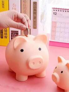 1个创意小猪存钱罐装饰，可爱小猪造型硬币储蓄罐 - 粉色 - 查看 5