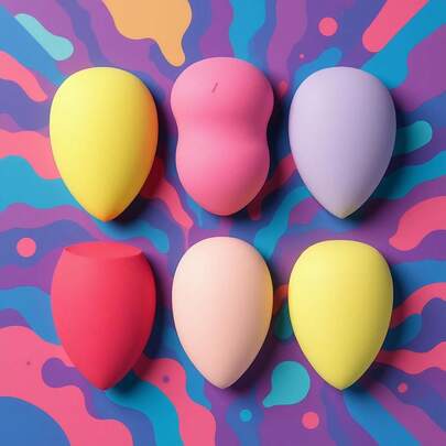 6pcs Latex-Free High Definition Makeup Sponge Set, Four Different Shapes Suitable For Powder, Cream And Liquid Cosmetics, Ultra-Soft Magical Beauty Makeup Tools