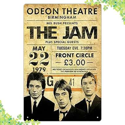 1pc The Jam Band Metal Tin Sign, 20.32x30.48 Cm Vintage Music Poster, Retro Wall Art For Pub, Bar, Man Cave, Home Decor, Universal Holiday Gift, No Electricity Needed