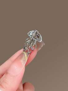 1枚闪亮合金可爱水母胸针，优雅装饰别针，防滑开衫领口配饰 - 彩色 - 查看 7