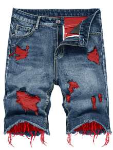 2-Pack Of Men's Casual And Stylish Color-Blocked Jeans, Perfect For Summer. - 黑色+藍色 - 查看 8