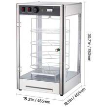 Commercial Food Warmer Display, 4-Tier Pizza Warmer With Rotary Steam Heating For 14 In Pizza, 86℉~185℉ Temperature Control And Temp Display, 25W Oven Light + Top LED For Pizza Shop, Restaurant - Pizza Display Case, 4-tier, Rotatable - View 10
