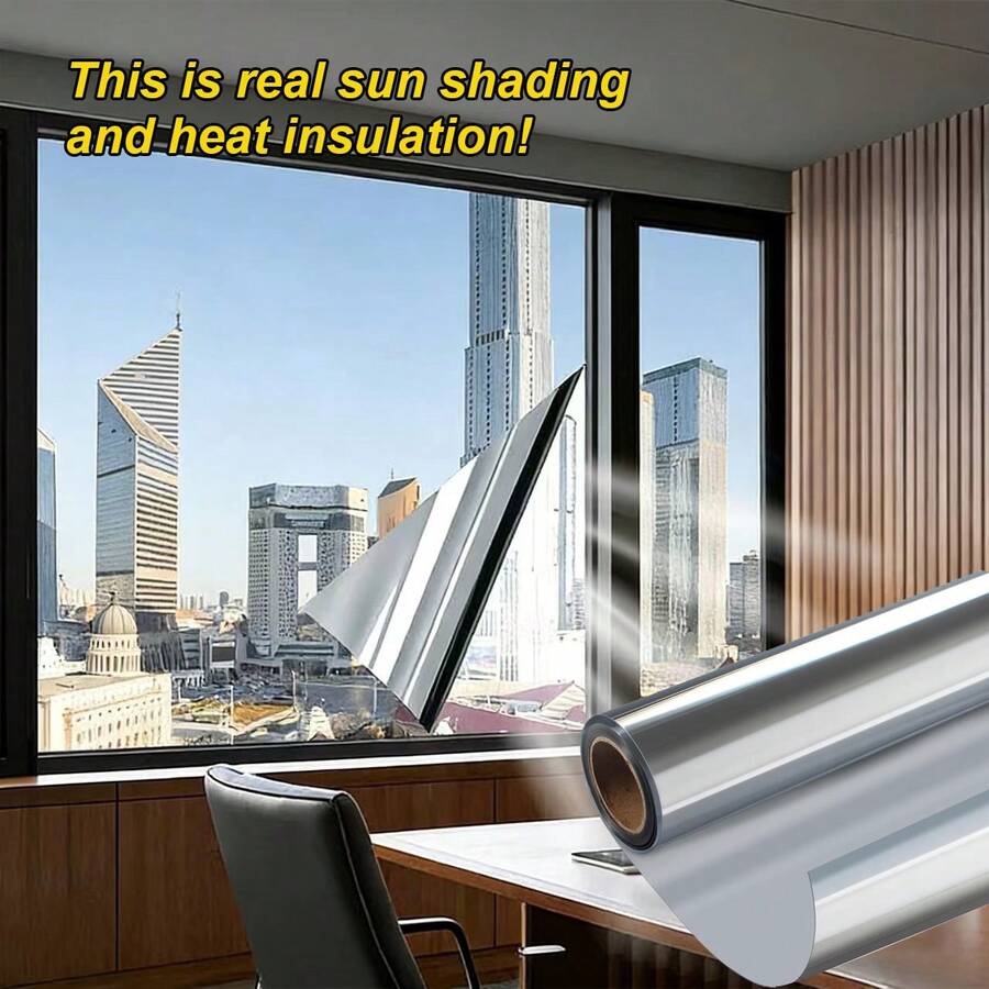 Window Insulation Film, One-Way Privacy Glass Film, Balcony Blackout Sun Shading Film For Home Use, With Tools Included