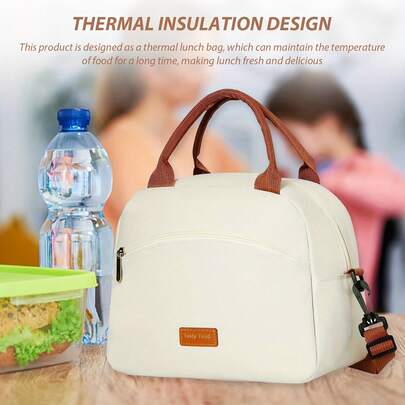 حقيبة غداء محمولة بحزام كتف - منظم غداء معزول، مناسبة للحمل باليد أو على الكتف، مثالية لموظفي المكاتب، سعة كبيرة، قماش أكسفورد، لا تلامس الطعام، عودة إلى المدرسة، لوازم مكتبية
