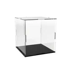 1 pieza Vitrina de acrílico transparente, montaje DIY, disponible en varios tamaños, adecuada para modelos, bloques de construcción, manualidades, exhibición de recuerdos y protección contra el polvo, decoración del hogar - Placa base de PVC negro de 5 mm. - Ver 13