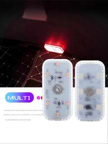 1//2/4pcs Car LED Ambient Lights, Footwell Lights & Interior Decor Lights. RGB Mini Wireless Stick-On Lights For Car Ceiling And Foot Area. First Use: Turn On The Switch And Charge Fully First(Random Style) - 彩色 - 查看 13