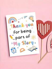 1pc "Thank You For Being Part Of My Story" Thank You Card With Envelope - Rainbow Design, Ideal For Teacher, Professor & Mentor, Perfect Gift From Student & Parent, Blank Inner Page - A - View 8