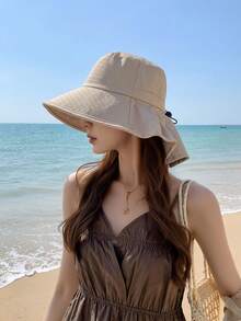 LEAJOURNO. 1顶女士可折叠沙滩渔夫帽，防晒颈部遮挡，春夏季可折叠宽檐帽 - 彩色 - 查看 16