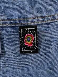 1pc Enamel Alloy Cartoon Rainbow Brain Brooch - Multicolor - View 3