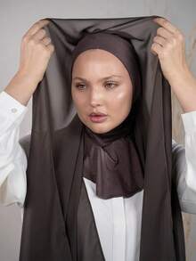 1pc Instant Chiffon Hijab Set With Undercap, Soft & Breathable Chiffon Fabric, Suitable For Daily Wear, Festivals, Prayers, Pilgrimages - Multicolor - View 11