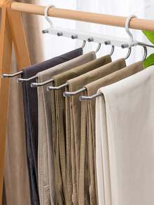 1pc Multi-Layer Folding Pant Rack, Stainless Steel Space-Saving Pant Hanger, Magical Non-Slip Wardrobe Storage Rack, Suitable For Household Use - Multicolor - View 6