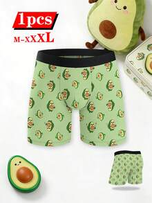 1 chiếc quần boxer nam in hình quả bơ, thiết kế họa tiết trái cây hoạt hình, quần lót cạp trung cá nhân hóa, mặc hàng ngày thoải mái. - màu xanh lá - Xem 11