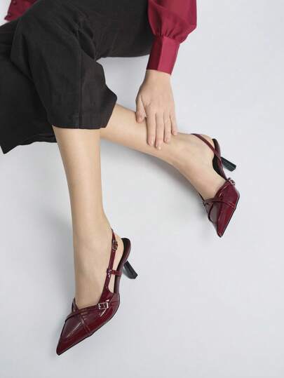 Women's Fashion Backless High Heel Slip-On Work Shoes