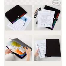 1pc Multipurpose File Folder, A4 Size, With 7 Labeled Pockets, Suitable For Letter Size Documents, Designed For Expanded File Storage, Ideal For School, Office And Home Organization. - Black - Rainbow Edition - View 9