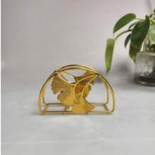 1 件铁艺纸巾架，复古欧式叶子设计，适用于家庭、酒店、餐厅、咖啡厅纸巾和餐巾收纳夹 - 金色 - 查看 7