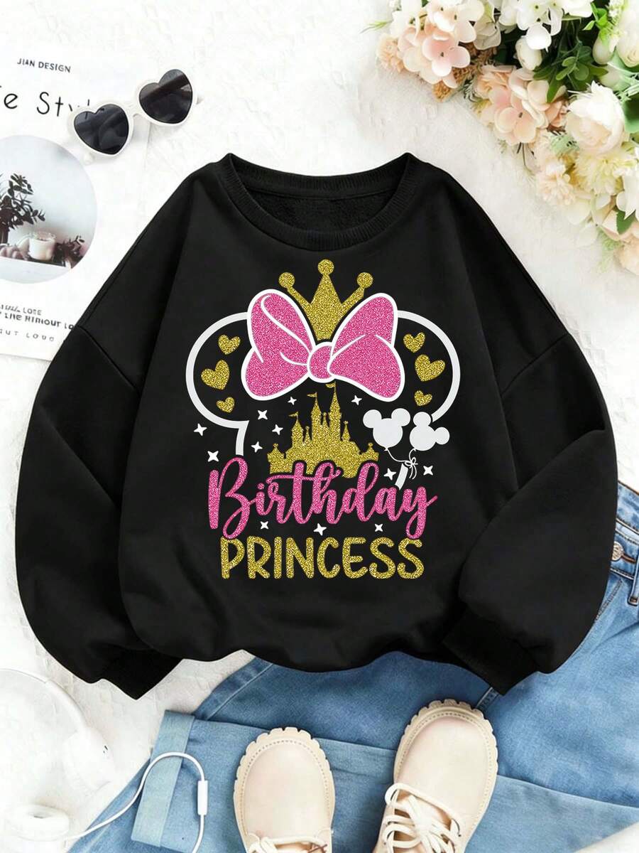 Disney This Soft And Warm Hoodie For Girls Features Minnie Mouse With Pink Sequined Bow Ears Print, Perfect For Everyday Casual Wear, Family Outings, And More. - màu đen - Xem 1