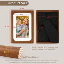 Golden State Art 4x6 Picture Frames - Brown Solid Wood With Glass, Rounded Corner 4 X 6 Picture Frame Matted To 3x5 Photos - Wall Or Tabletop Decor Display - Brown4x6 - View 6