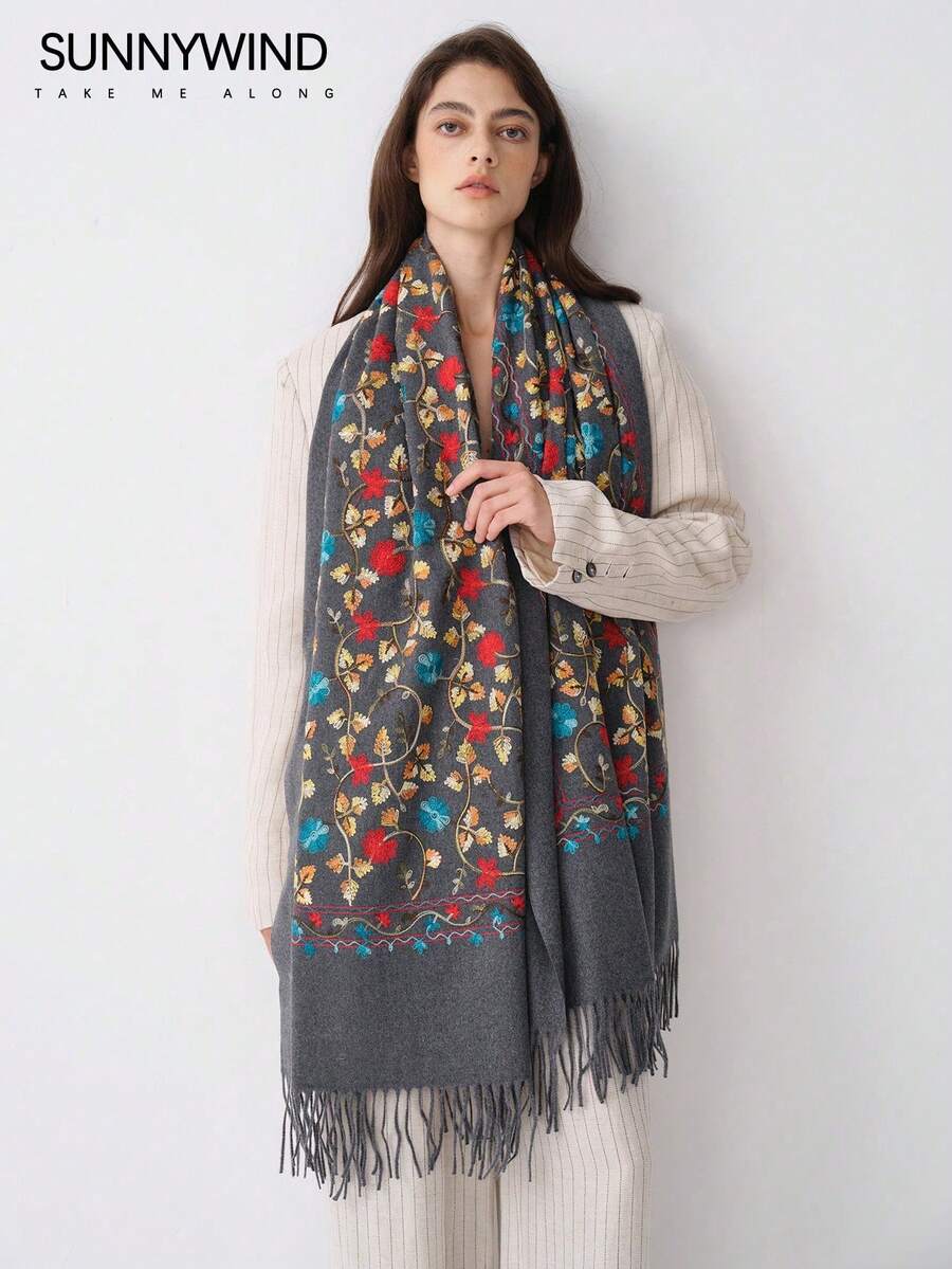 1pc Women's Polyester Paisley Pattern Versatile Scarf/Shawl - Dark Grey - View 1