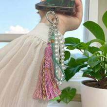 Handwoven DIY Bag Hanging Ear Bracelet Pearl Chain Colorful Fringed Backpack Pendant Accessories Creative Mobile Phone Chain - 綠色 - 查看 8