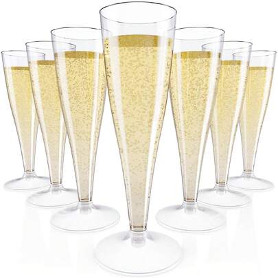 510pcs 4.5oz Champagne Glasses, Suitable For Desserts, Pastries, Juices, Cold & Hot Beverages, Coffee, Ideal For Birthday, Wedding, Party, Outdoor, New Year (Champagne Glasses, Plastic Cups, Birthday Cups)