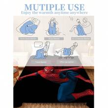 This Is A Marvel Spider-Man Themed Flannel Blanket, With High-Saturation Fuchsia And Black As The Main Colors, Full Of Futuristic And Visual Impact, Creating A Tense And Mysterious Atmosphere, With The Features Of Warmth And Softness, Suitable For Use As A Sofa Throw, Nap Blanket, Bedding Decoration, Etc. - Black - View 10