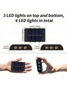 2pcs Solar Wall Lights, 6pcs LED Outdoor Spotlights, Suitable For Home, Porch, Yard, Stairs, Garden, Path, Balcony Decor, Outdoor Solar Path Lights, Automatically Lights Up From Dusk To Dawn, Modern Style Decor - Multicolor - View 4