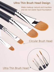 4pcs Concealer Brush Set, Including Small Flat Concealer Brush, Eyeliner Brush, Detail Concealer Brush And Other Makeup Tools, Suitable For Gifting - Multicolor - View 7