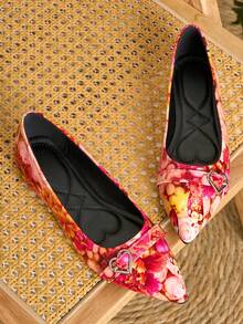 Women's Red Mary Jane Flat Shoes - Vintage And Versatile, Soft Rubber Sole And Padded PU Insole - Comfortable For Office And Casual Wear, Suitable For Spring All-Day Wear, Women's Flats, Elegant, New, Fashionable, Minimalist, Slip-On, Gifts For Valentine's Day, Mother's Day, Weddings, Parties, Office And More - Hot Pink - View 5