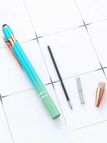 Customized Text LOGO Rose Gold Ombre Metal Push Button Aluminum Barrel Pen, Capacitive Touch Ballpoint Pen, Elegant Gift For Family, Friends, Teachers, Parents, Colleagues, Graduation & Back To School Season - Multicolor - View 7