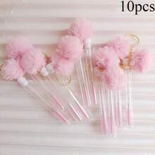 10件套一次性粉扑洁面刷、睫毛膏刷、人造毛球钥匙扣、睫毛膏化妆刷工具套装 - 彩色 - 查看 8