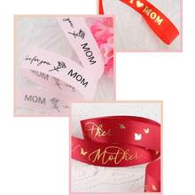 5 Yards/Pack Mother's Day Carnation Ribbon, Best Mom Ribbon, Flower Bouquet Gift Packaging Satin Ribbon, Cake Box Tie Ribbon, DIY Craft - 6 - View 5