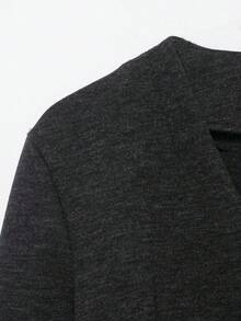 V领系带前襟外套，春秋季 - 灰色 - 查看 4