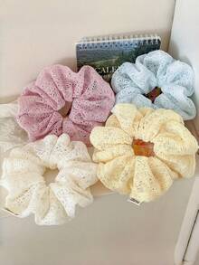1pc Women's Gentle Minimalist Fabric Hollow Lace Scrunchie, Large Hair Tie Beauty Home Hair Accessories Ponytail Holders Hair Elastics Hair Rubber Bands Hair Rope Elastic Hair Tie - Multicolor - View 1
