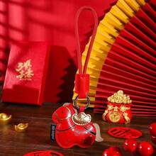 1/3/5 piezas Llavero de cuero con mascota creativa de dibujos animados del Año del Caballo, encanto exquisito para bolso, accesorio de pareja - regalo perfecto para uso diario y festivales. - Multicolor - Ver 13