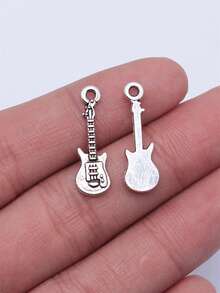 20pcs Cute Guitar Design Pendant Suitable For Jewelry Making - Ancient Silver - View 5