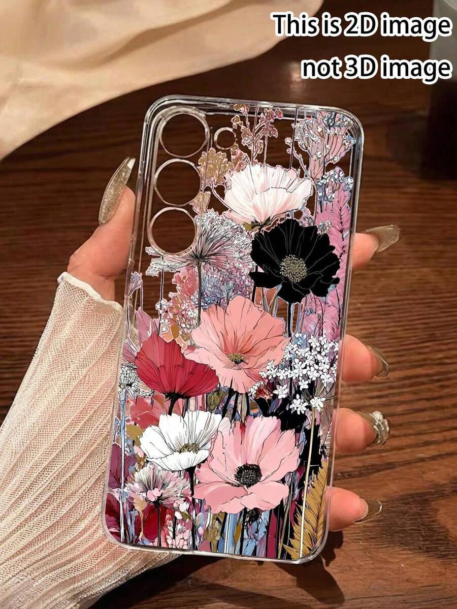 1个彩色花卉图案软手机壳，兼容华为荣耀系列，Galaxy A04e/12/A13/A14/A34/A50/A52/A53/A54/S21/S22/S23/S24/S25/S25 Ultra/S25 FE/S26/S26 Plus/S26 Ultra/S26 Edge、6A/7A/8A、12T/13T/15T/15T Pro，国际版，非国内版 - 無色 - 查看 1