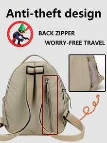 女士防盗多隔层休闲尼龙背包；多功能时尚日常包；多口袋轻便旅行包；大容量简约学生背包；便捷通勤包，适合学生、护士、教师、商务人士、旅行、通勤、购物、办公、约会、徒步、训练、工作、生日礼物、节日礼物 - 彩色 - 查看 5