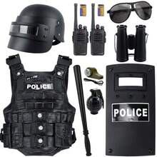 2025新款特警服装套装 - 儿童角色扮演玩具 - 手榴弹 - 手铐 - 警棍 - 特警道具 - 亲子互动玩具 - 生日礼物 - 复活节礼物 - 节日礼物 - 完美礼物 - 礼物 - 玩具 - 彩色 - 查看 10