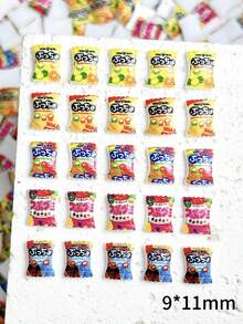 50件裝混色糖果包裝樹脂美甲飾品 3D平底 Y2K美甲裝飾 成人用指甲飾品 - 彩色 - 查看 4
