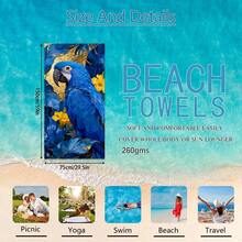 1pc Parrot Beach Towel, Super Soft Microfiber Extra Large Beach Blanket, Super Absorbent Bath Towel, Suitable For Travel, Swimming Pool, Diving, Surfing, Yoga, Camping, Available In Multiple Sizes, Beach Accessories For Beach, Pool, Travel, Camping, Yoga - Birds - View 16