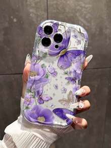 Purple Butterfly Flower Pattern Compatible With IPhone 17, 16 Pro Max, 14, 13, 12, 11 Pro Max, XS Max, X, XR, 8, 7, Plus, Mini, Suitable As Birthday Gift, Girlfriend, Boyfriend Or Self-Use - Multicolor - View 5