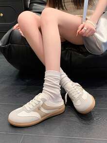 2025春夏新款厚底网面休闲女鞋 - 卡其色 - 查看 1