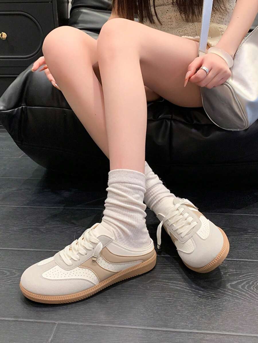 2025春夏新款厚底网面休闲女鞋 - 卡其色 - 查看 1