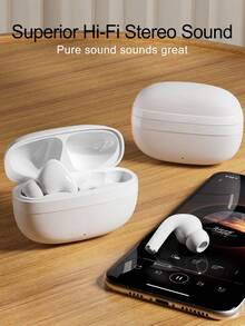 VLDCO V5.3蓝牙耳机，具备降噪功能、强劲立体声低音、24小时超长续航（180mAh电池）、轻巧耳挂式设计，支持免提通话，兼容所有智能手机。 - 查看 1